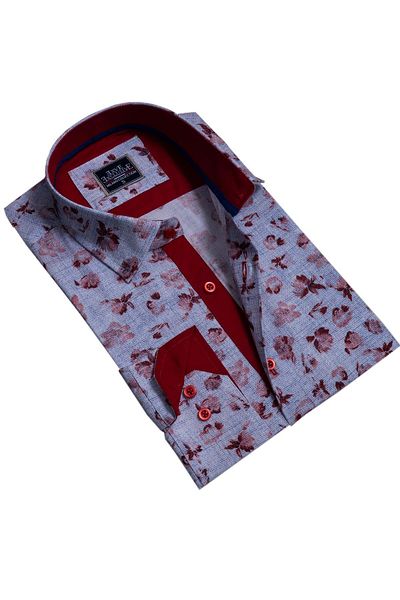 Exve Exclusive Cămașă pentru bărbați, albastru, roșu, acuarelă, slim fit