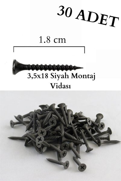 HOBİDABİ SİYAH 3.5X18 MONTAJ VİDASI 30 ADET