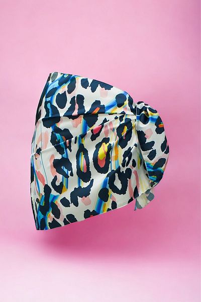 pistore New Season - White and Black Leopard Print Satin Women's Beach Dress