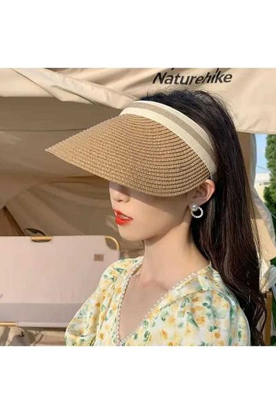 Betülce BETÜLCE Crown Visor Stripe Patterned Straw Hat