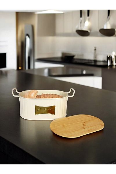 EVSTYLE Cream Bread Bowl - Bamboo Lid