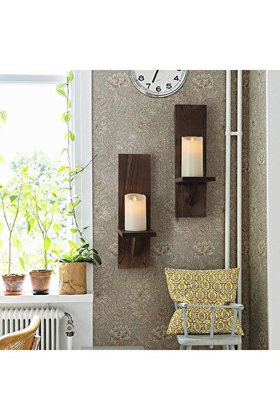 İskonyus Duvar Tipi Ahşap Mumluk / Çiçeklik (2 ADET)