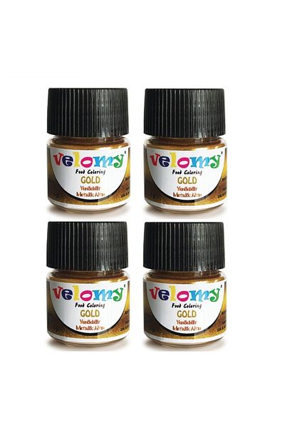 velomy 4 Pieces Edible Metallic Gold Powder Coating Gilded Gold Paint Gold Food Color 4 Gr*4 Pieces