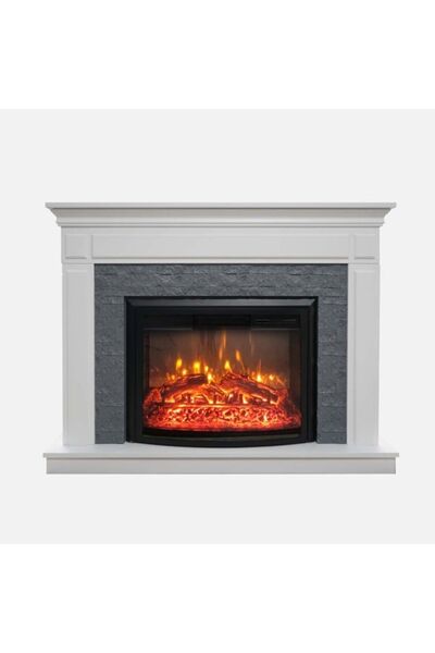 DLC GROUP Beyaz Kasa Gri Taş Şömine Ses Efektli Bluetoothlu