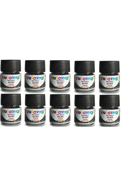 velomy 10Pcs Edible Metallic Silver Powder Coating Gilded Silver Paint Silver Food Color 4 Gr*10