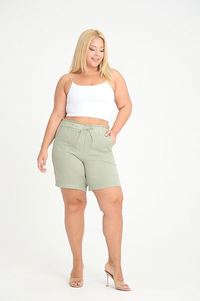 Dejabrew Jeans Green Muslin Shorts - Elastic Waist, a018-2