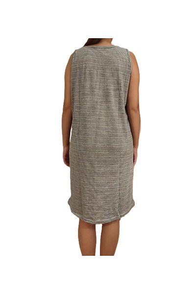 enmodaiçgiyim Βαμβακερό Oversize Ριγέ Γυναικείο Φόρεμα - Μηδενικό μανίκι