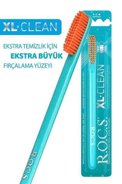 R.O.C.S. R.O.C.SXL CLEAN – TOOTH BRUSH FOR EXTRA CLEANING - GREEN HANDLE