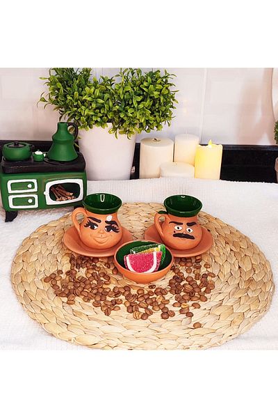 HerşeyTopraktan Handmade Emoji Expression Coffee Cup Set from Soil
