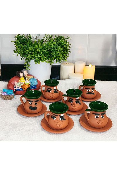 HerşeyTopraktan Handmade Emoji Expression Coffee Cup Set from Soil