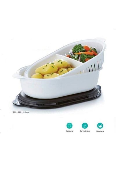 Tupperware حاوية تخزين بيضاوية متعددة الأغراض سعة 4 لتر مع مصفاة