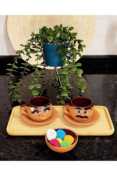 HerşeyTopraktan Handmade Emoji Expression Coffee Cup Set from Soil