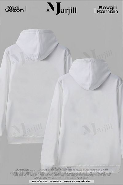 Marjill White Hooded Rabbit Design Couple Lover Sweatshirt Set of 2