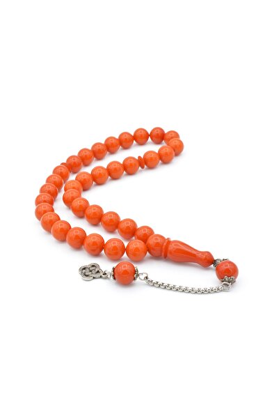 Murty99 Mărgele de rugăciune din chihlimbar cu tăiere sferă portocalie - Dime...