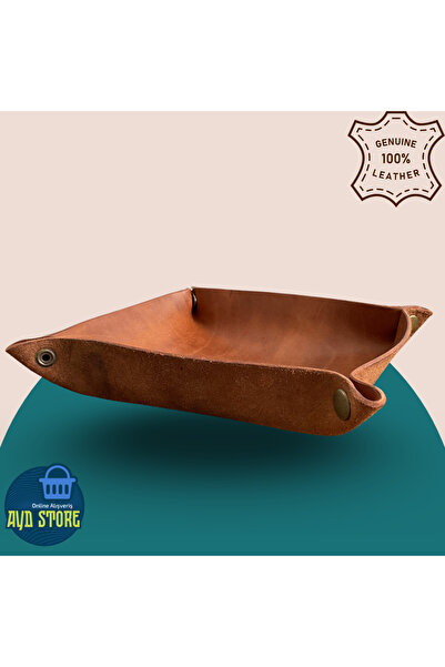 AYD منظم مكتبي جلدي مربع مقاس 22 سم - طبق/وعاء