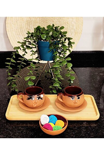 HerşeyTopraktan Handmade Emoji Expression Coffee Cup Set from Soil