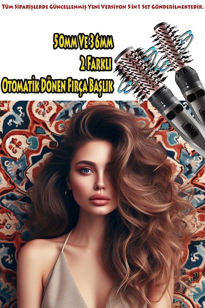 Shibowavy 5 Head Hair Styling Set - Automatic Rotating Head, Blow Dryer and Volume Comb, Straightener