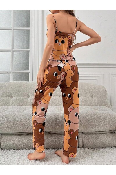 Cesur KADIN ASKILI PANTOLON PİJAMA TAKIMI BİGBEAR KAHVE