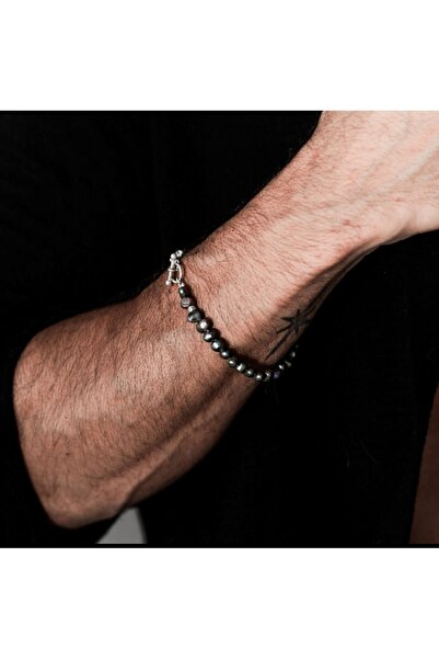 dalyandan Gerçek Siyah İnci Denizci Kapama Erkek Bileklik