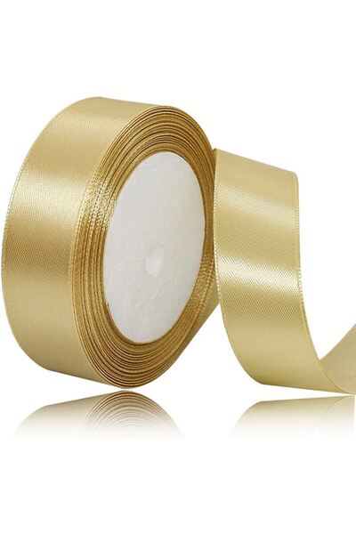 BenimMarifetlerim 10 Meters Gold Satin Ribbon - 4 cm