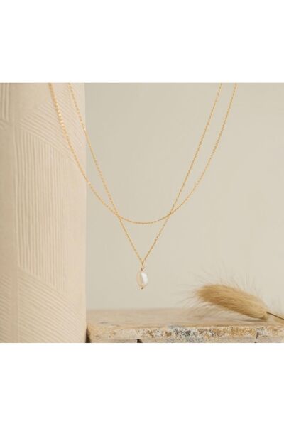 dalyatelıer Çift Zincirli Gerçek İnci Kolye