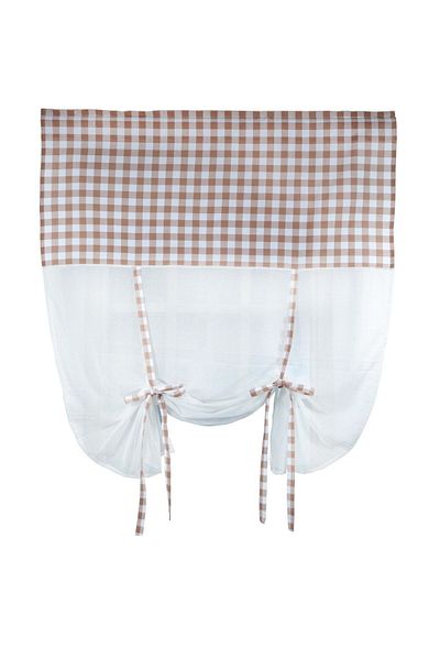 cotton maison Natural Pot Plaid Tulle Curtain Retro