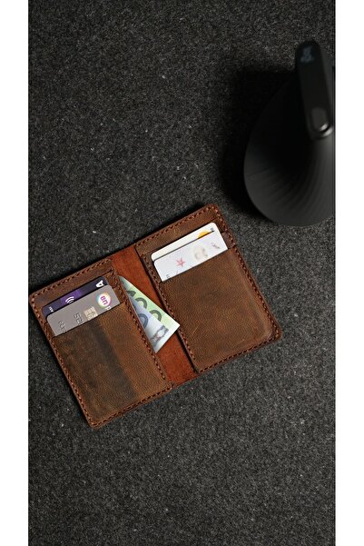 rakunart 0016 Money Input Card Holder Special Handmade Brown