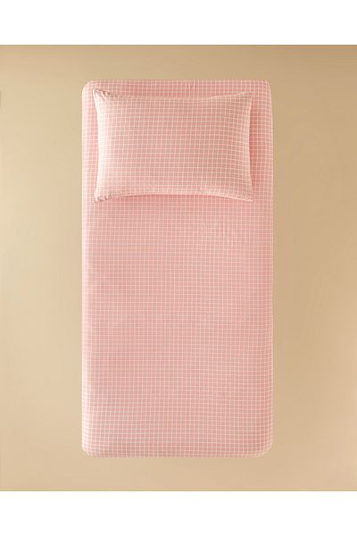 English Home Set de cearșafuri pentru copii din bumbac de culoare pudră - linie pură