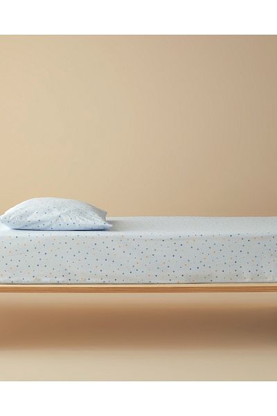 English Home Blue Cotton Funny Dots Baby Elastic Sheet Set