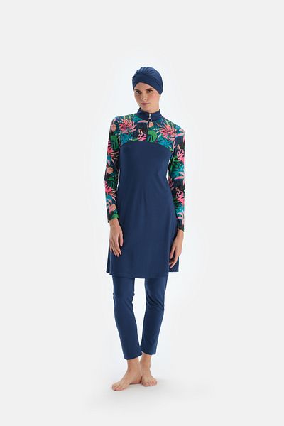 Eros Indigo 3707my - Badeanzug mit Strumpfhose und halbem Reißverschluss