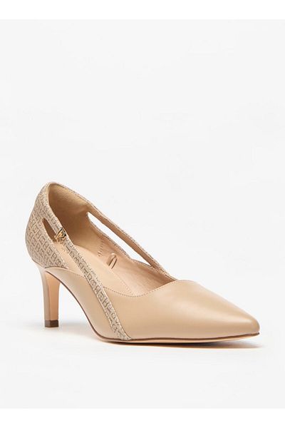 Flora Bella by Shoexpress Flora Bella Monogram Print Slip-On Pumps with Stilleto Heels
