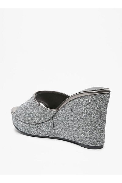 Flora Bella by Shoexpress Flora Bella Textured Slip-On Sandals with Wedge Heels