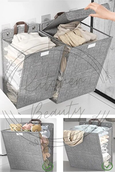 Kitchen Beauty Asılabilen Çamaşır Sepeti Düzenleyici Duvara Asılabilen Kıyafe...