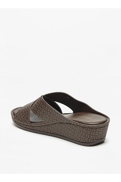 Flora Bella by Shoexpress Flora Bella Logo Print Cross Strap Slip On Sandals with Wedge Heels