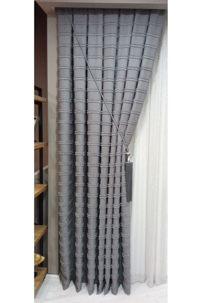 Vinaldi Monchester 375452 -771 Gray Linen Backdrop Curtain Single Wing Frequent Piles