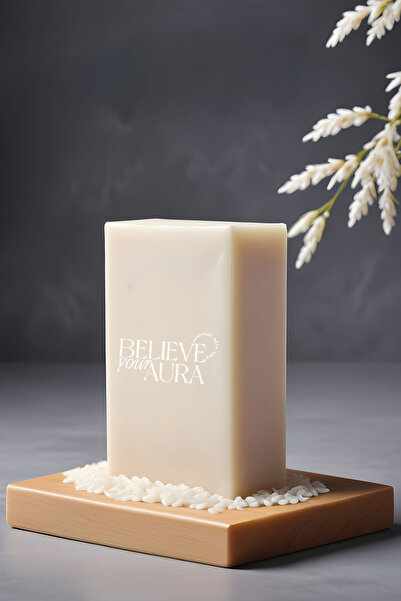 Believe Your Aura صابون مستخلص الأرز - صابون مستخلص الأرز الطبيعي 100% مصنوع يدويًا - 120 جرام