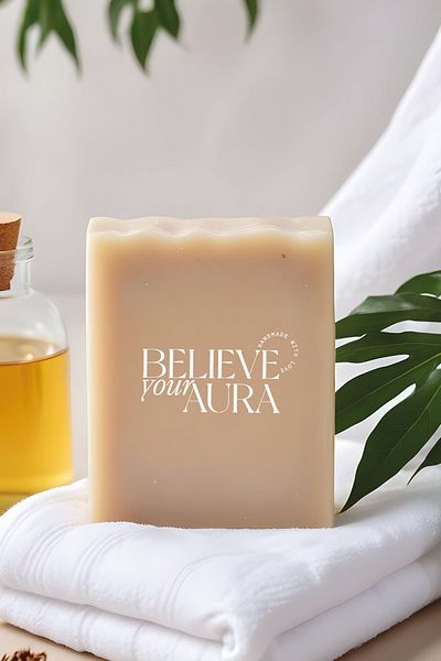 Believe Your Aura صابون زيت الخروع - صابون زيت الخروع الطبيعي 100% مصنوع يدويًا - 120 جرام