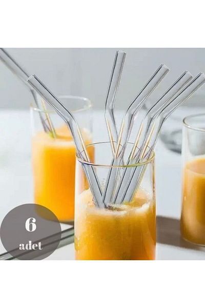 Enyaza Home 6 Transparent Curved Glass Straws