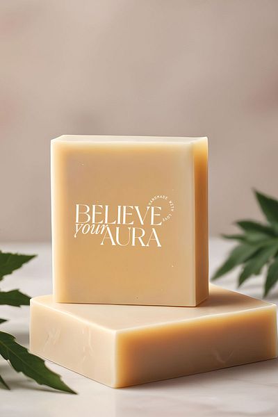 Believe Your Aura صابون زيت الخروع - صابون زيت الخروع الطبيعي 100% مصنوع يدويًا - 120 جرام