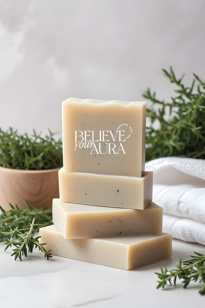 Believe Your Aura صابون الزعتر - صابون زيت الزعتر الطبيعي 100% مصنوع يدويًا - 120 جرام