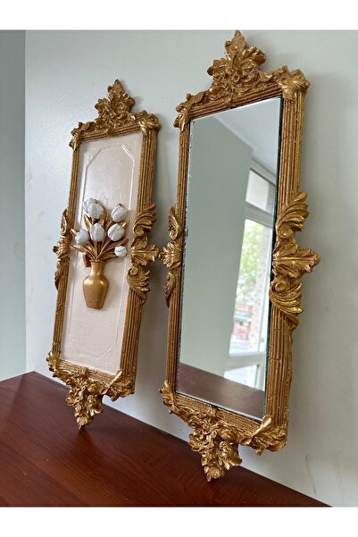 busraconcept Çiçekli Modern Duvar Tablosu Ve Ayna 50 Cm