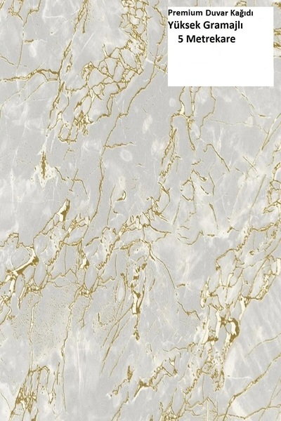 Bien Duvar Kağıtları Exclusıve 3d Mermer Gri Gold Damarlı Mermer Desenli Duva...
