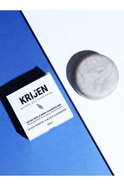 Krijen Detox Effective Black Mineral & Black Elderberry Face and Body Cleansing Bar 95 gr