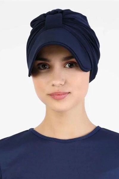 Vera Γυναικείο καπέλο Alya Bone Navy Blue Hijab - Μαγιό θαλάσσιου καπέλου