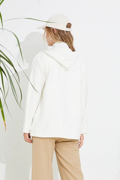 Go Veform Ecru Stamp Hooded Shirt Jacket ZN5089