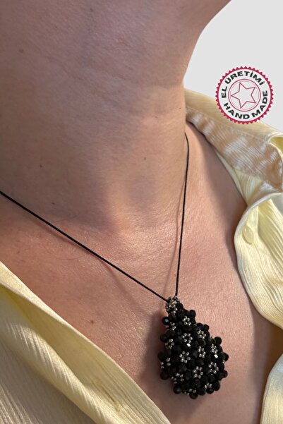 Uretti - Nevin 2033 El Yapımı Cevşen Duası Boncuk Kolye 27cm - Siyah