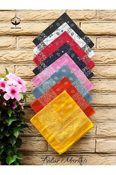 Fular Marketi 8 Pieces Ethnic Patterned Cotton Scarf