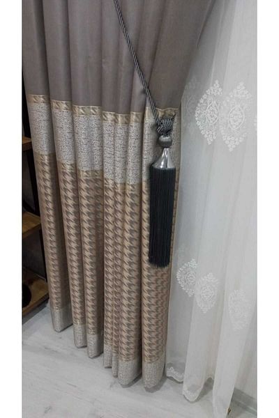 Vinaldi Rüyaper Azur Panel Background Curtain Dsn: 671031   V:5421 R:Beige Single Wing Close Pleat
