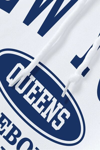 MODAGEN Unisex New York Printed Hooded White Oversize Sweatshirt