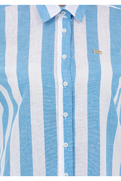 U.S. Polo Assn. Ataro Çizgili Gömlek Saks Mavi